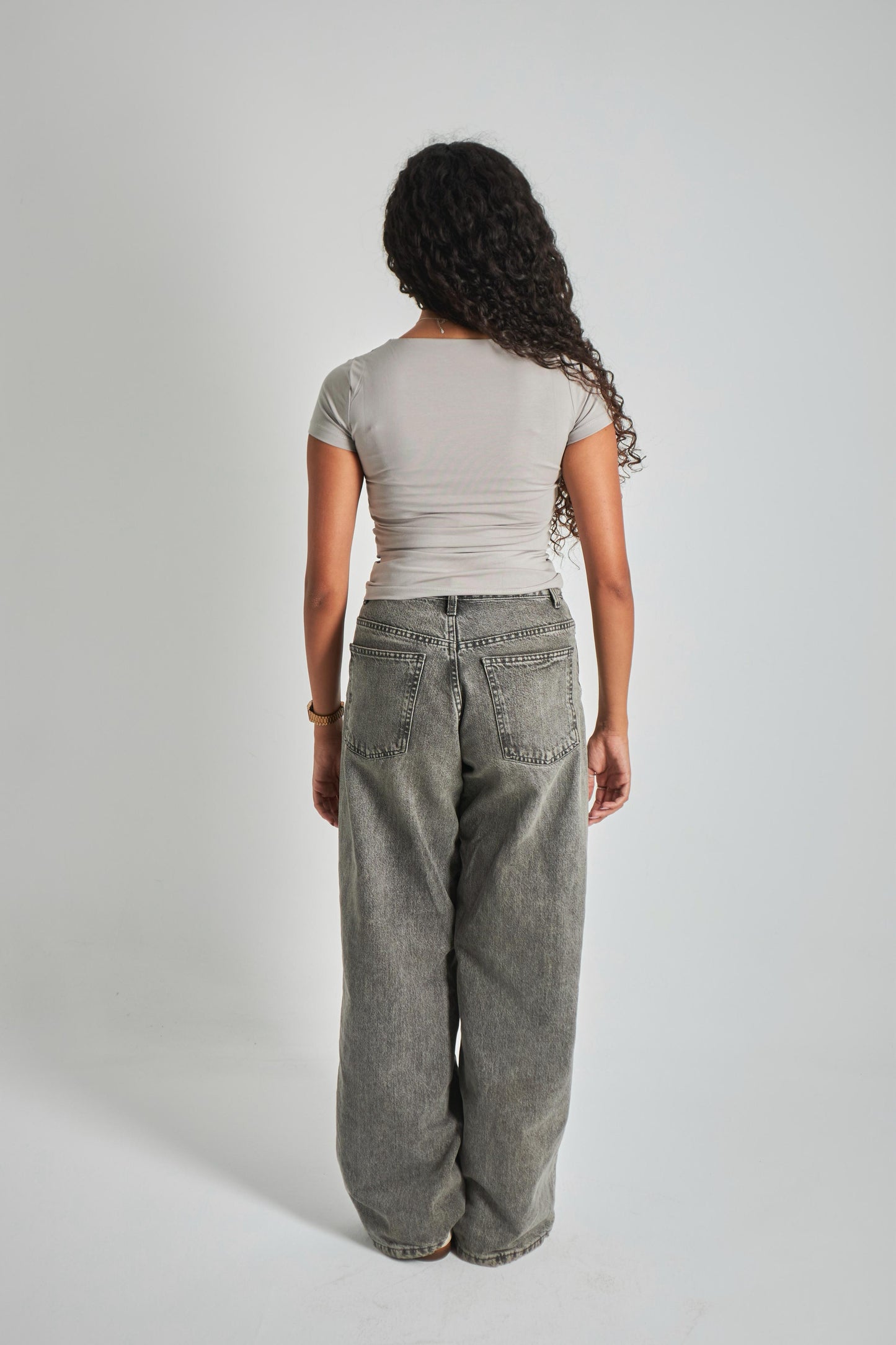 Silver Square Neck Basic Top - Double Layered -