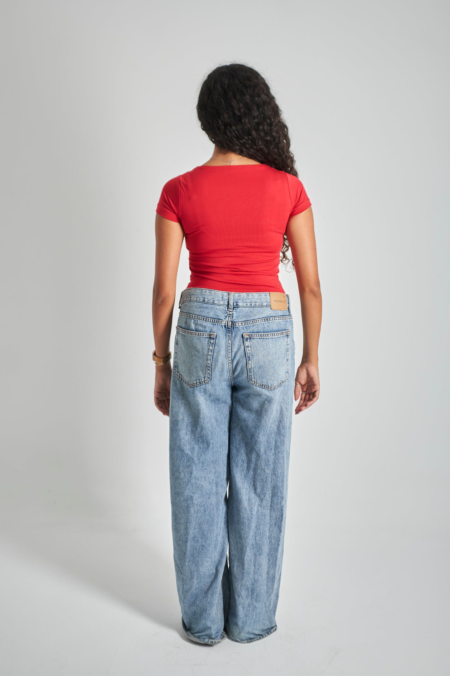 Red Round Neck Basic Top - Double Layered -
