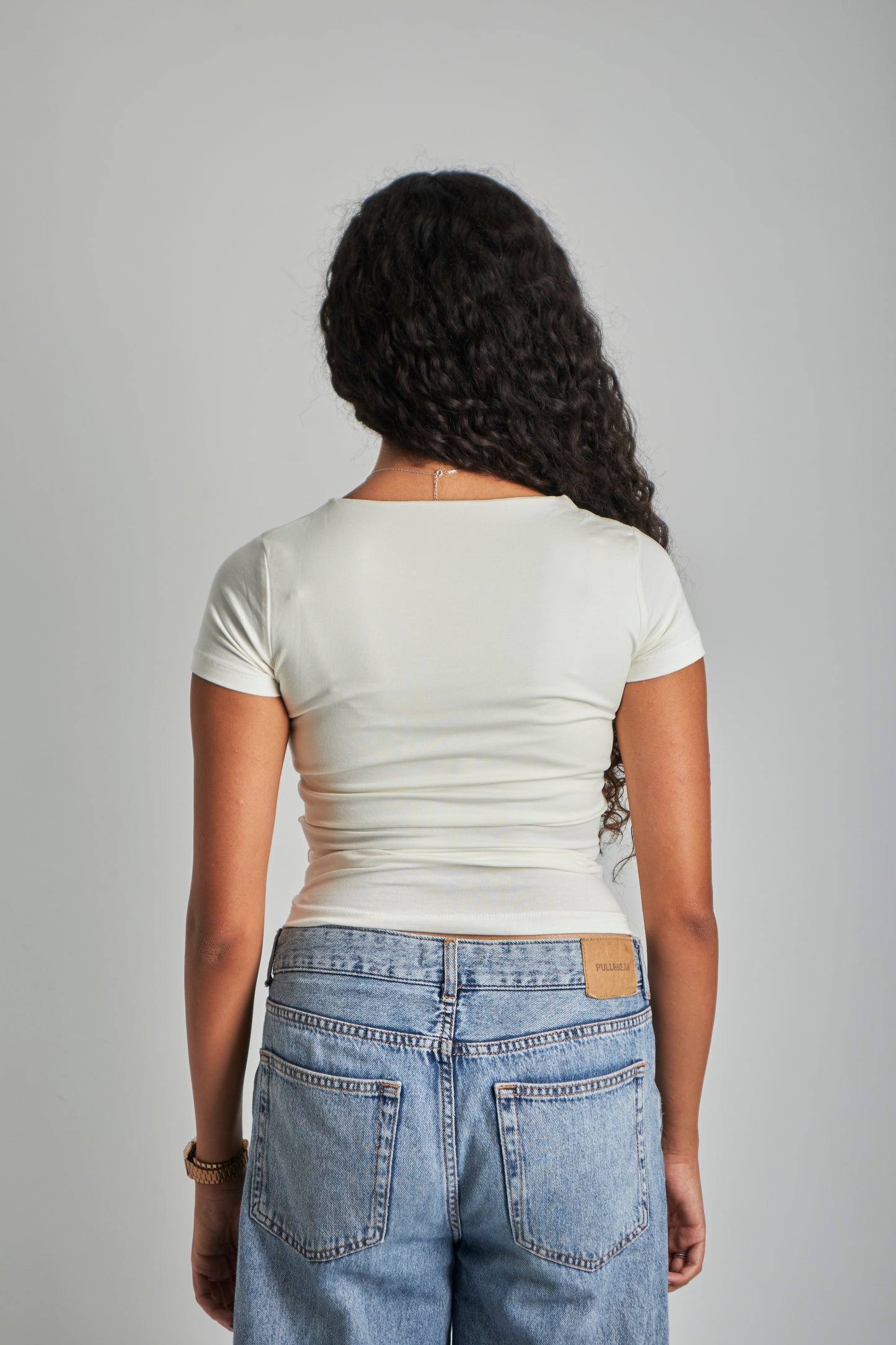 White Square Neck Basic Top - Double Layered -