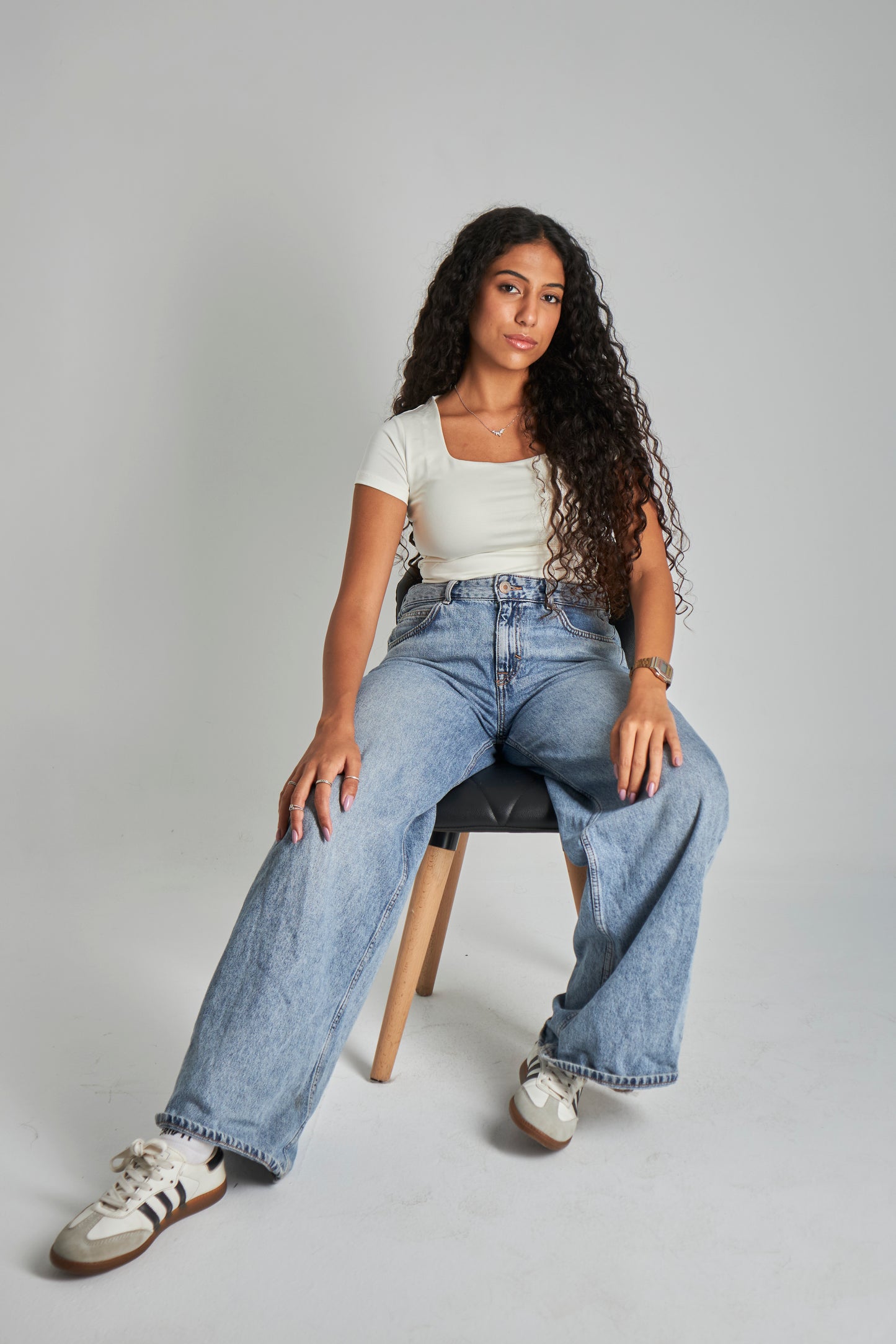 White Square Neck Basic Top - Double Layered -