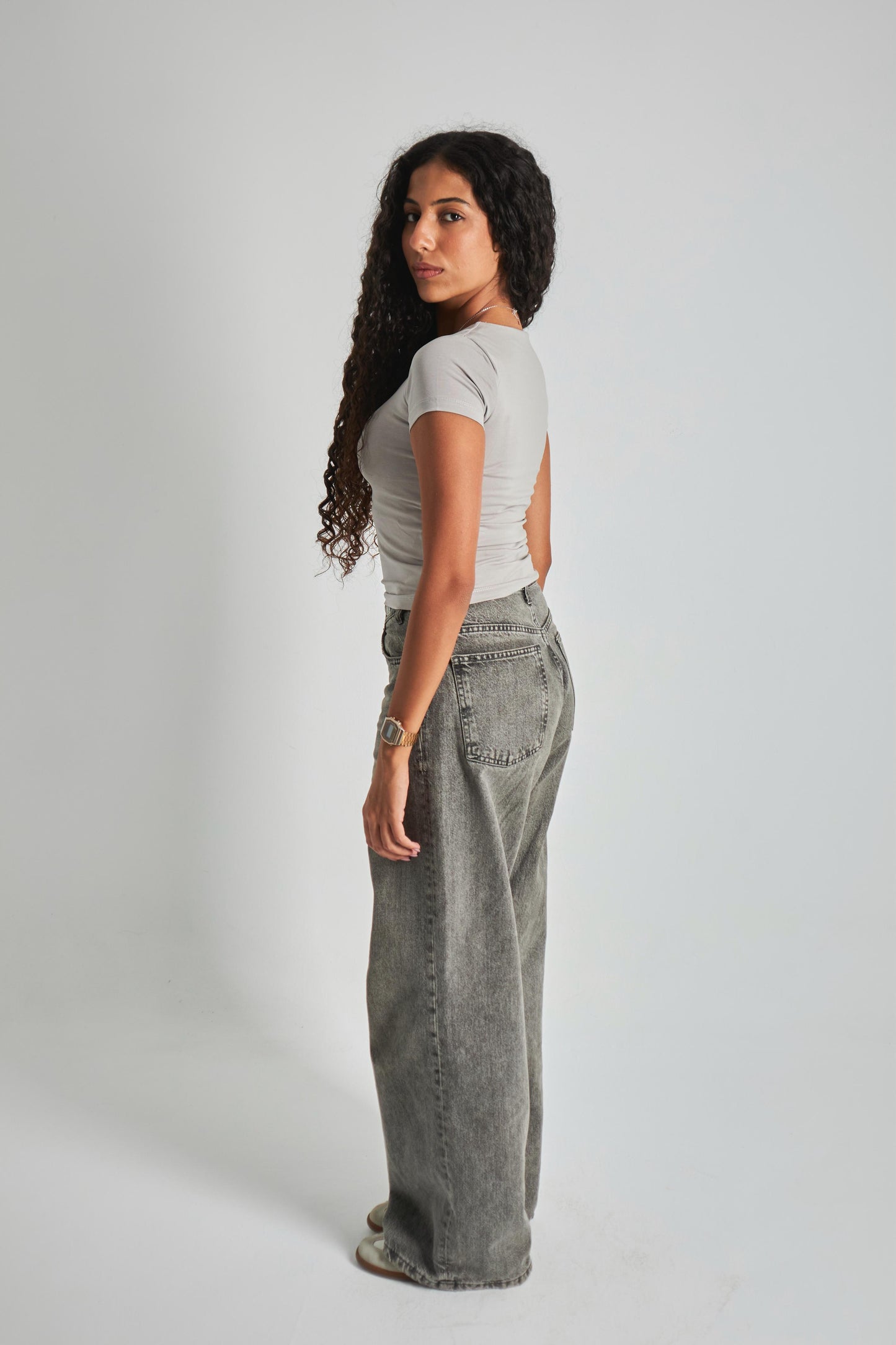 Silver Square Neck Basic Top - Double Layered -